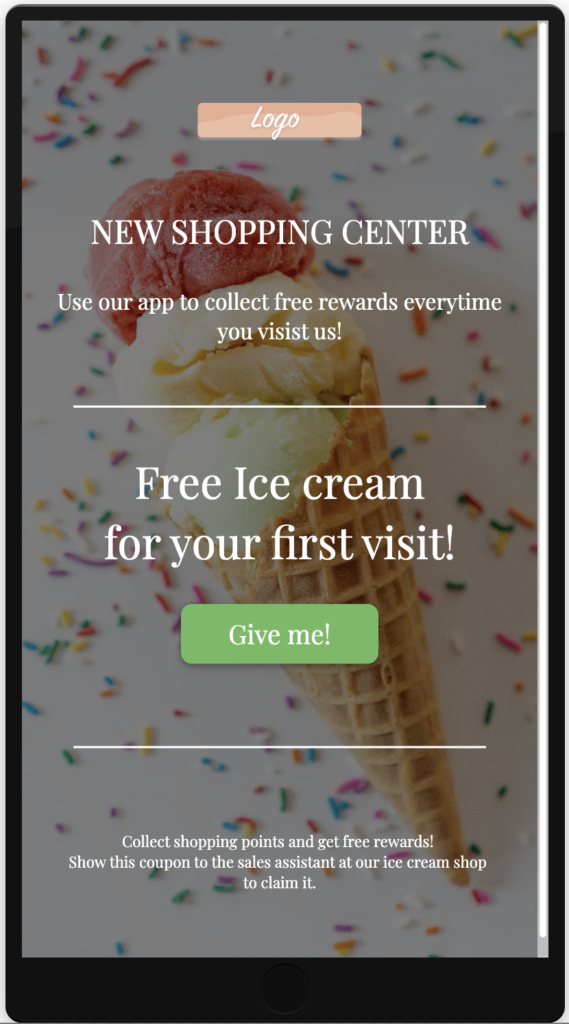 Mobile coupon in Loopify, mobile preview.