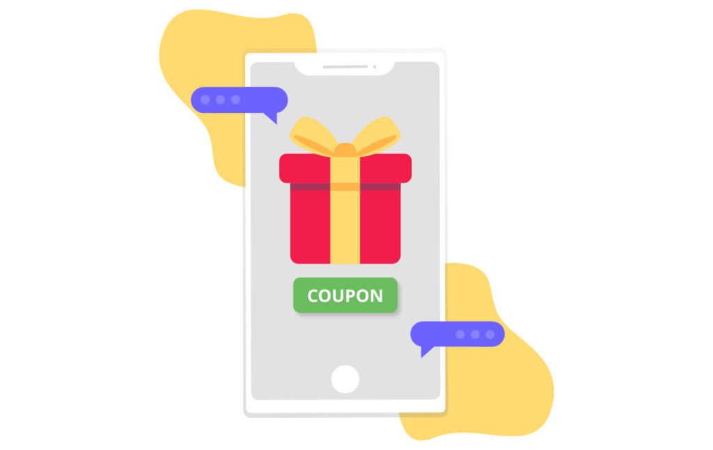 Mobile phone showing a coupon sent via a text message.