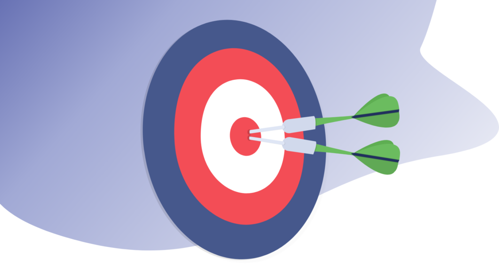 Two darts in the center of a target.