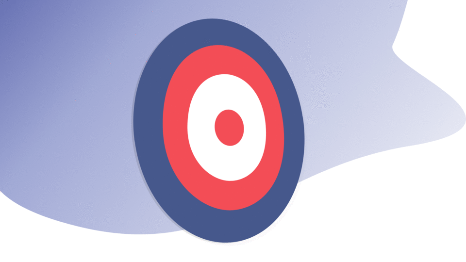 Two darts in the center of a target. Animated.