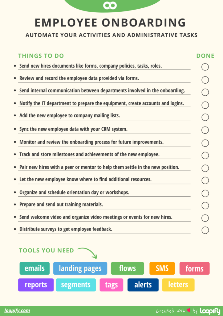 A list of 14 employee onboarding tasks that you can automate, plus the tools you need.