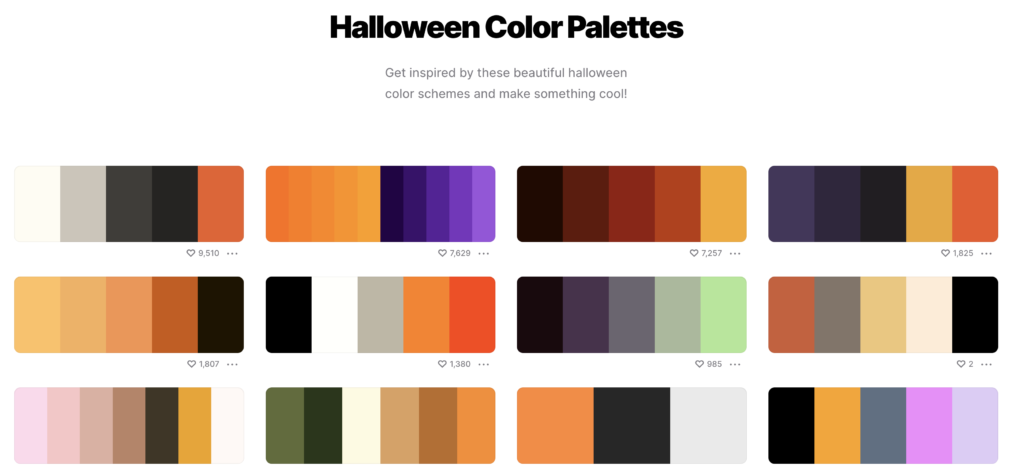 Halloween color palettes via Coolors.
