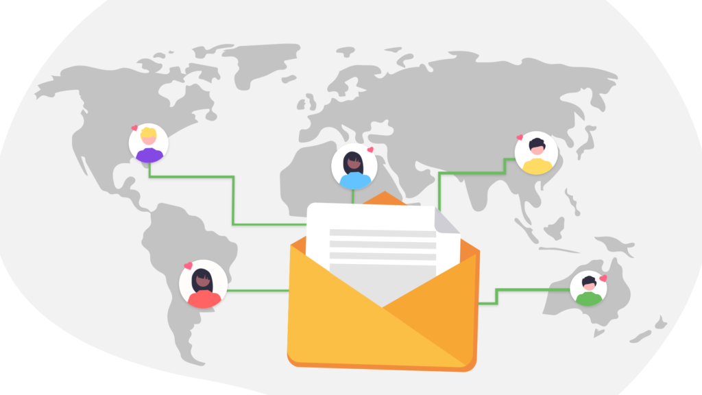 One dynamic email send to numerous people worldwide, each receiving a personalized version.