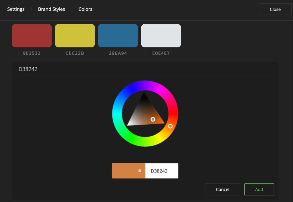 Loopify brand styles and color picker.