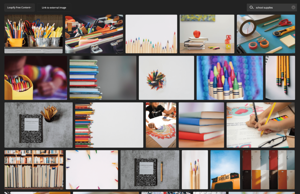 Unsplash stock images for school supplies.