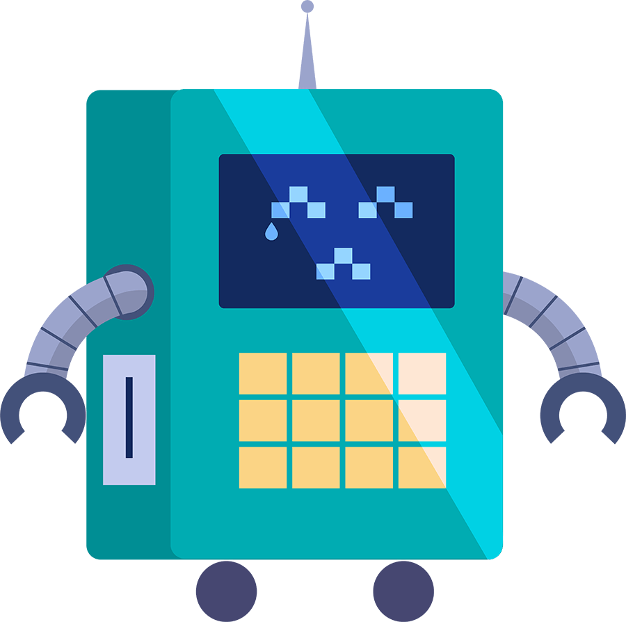 A sad small Loopify robot.
