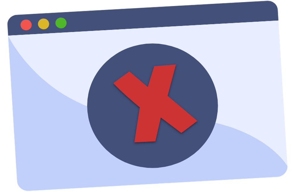 Landing page with a big red X in the middle. Illustration.