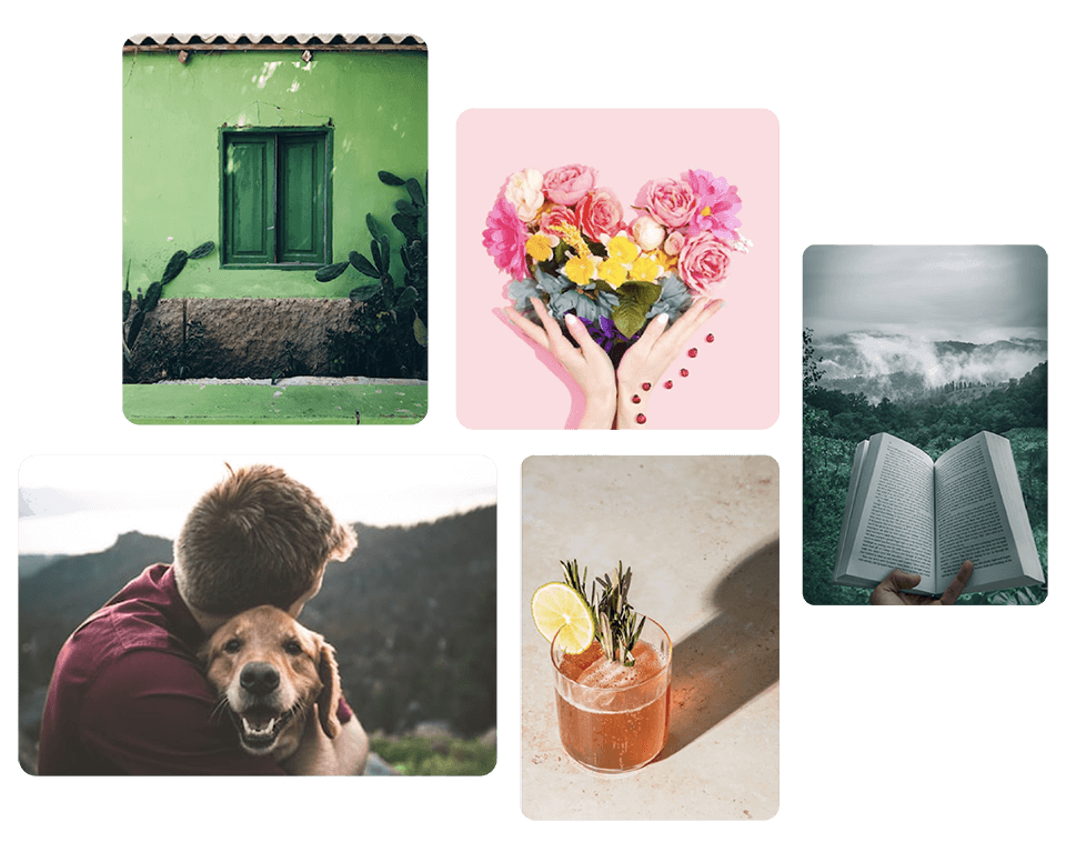 A collage of five Unsplash images.