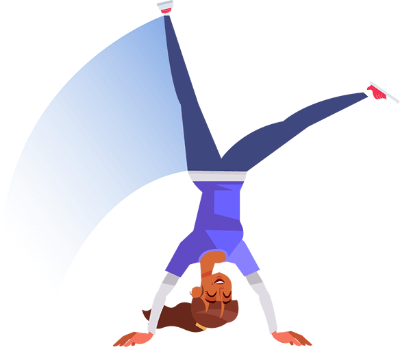 A girl is doing the cartwheel. Illustration.